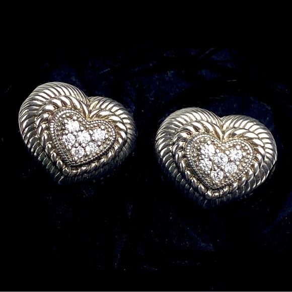 Judith Ripka Jewelry - Judith Ripka Sterling Silver and Cubic Zirconia Heart Earrings